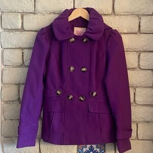 Pink Envelope Purple Double-Breasted Peacoat Size Small